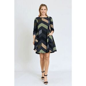 Egs California Women's Multi Color Chevron A-Line Mini Dress M